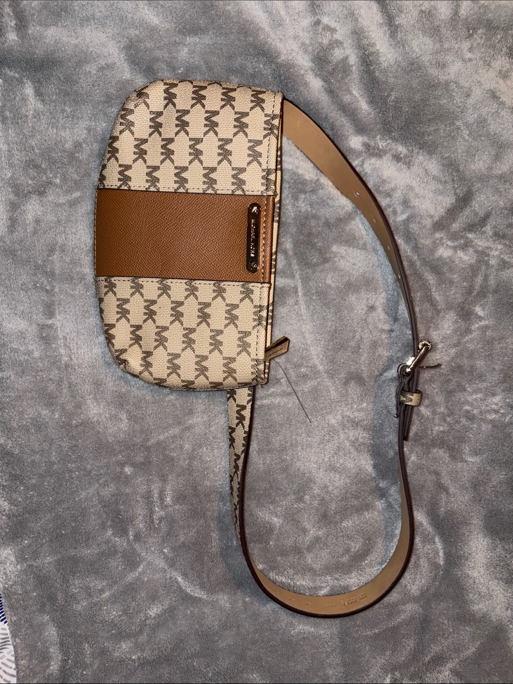 Michael Kors Tan and Brown MK Logo Crossbody Belt Bag